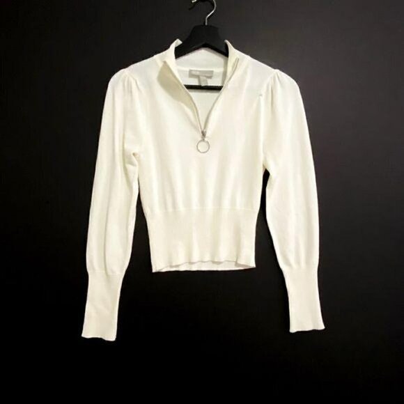 ASOS Off White Front Zip Cropped Top, Size 4 - Picture 3 of 12
